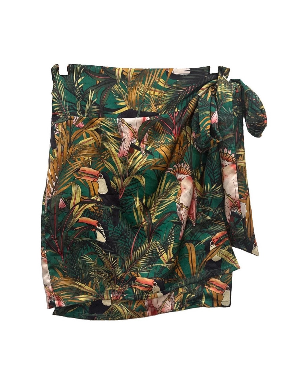 Never Fully Dressed Jaspre Parrot Tropical Print Mini Wrap Skirt